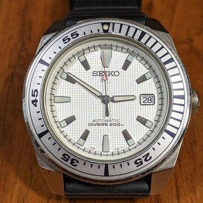 SEIKO WHITE SAMURAI 7S35-00B0 AUTOMATIC DIVER WATCH RARE JDM MODEL SET