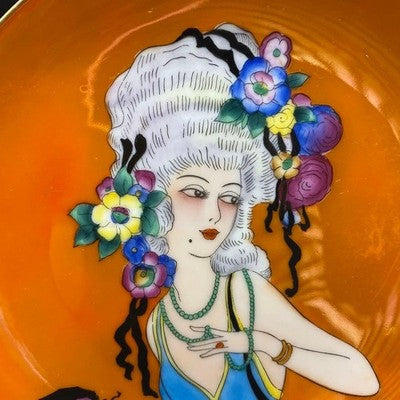 OLD NORITAKE ART DECO MADAME DE POMPADOUR DECORATIVE PLATE PORTRAIT LADY 16CM