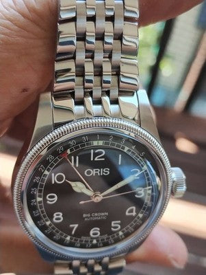 ORIS BIG CROWN POINTER DATE AUTOMATIC WATCH GRAY DIAL BOXED RARE LUXURY