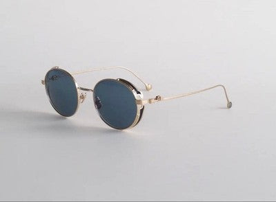 MATSUDA M3152 ROUND SUNGLASSES BRUSHED GOLD BLUE GREY LENS TITANIUM JAPAN