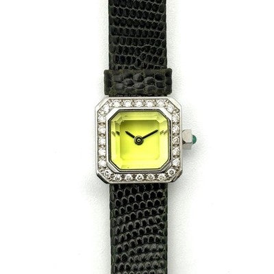 CORUM SUGAR CUBE 137.426.47 DIAMOND BEZEL QUARTZ WOMEN'S WATCH GREEN DIAL