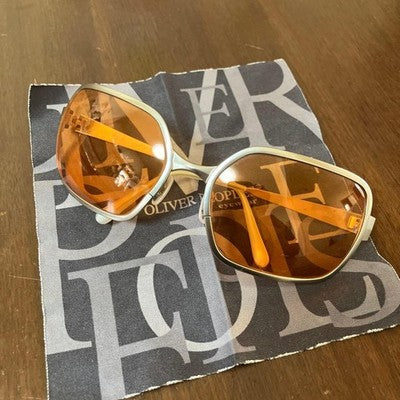 OLIVER PEOPLES OP-523 SUNGLASSES SILVER ORANGE BRAD PITT FIGHT CLUB MODEL