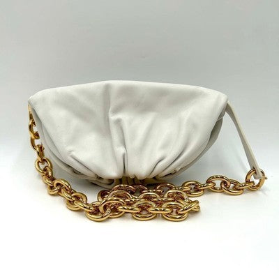 BOTTEGA VENETA THE POUCH CHAIN SHOULDER BODY BAG WHITE LAMBSKIN ITALY