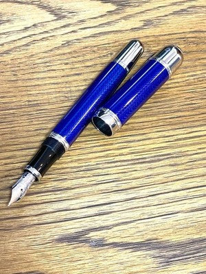 Montblanc 2003 Jules Verne Writers Series Fountain Pen M Nib Blue w/ Box Rare