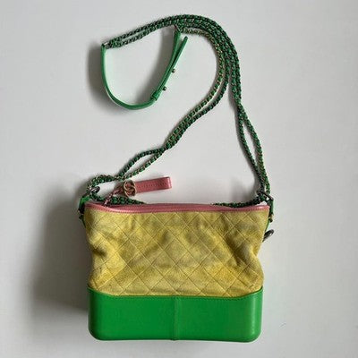 CHANEL GABRIELLE CHAIN SHOULDER BAG MULTICOLOR LEATHER SUEDE HOBO AUTHENTIC