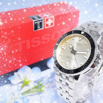 TISSOT SEASTAR T120407A AUTOMATIC 42MM SILVER DIAL CERAMIC BEZEL MENS WATCH BOX
