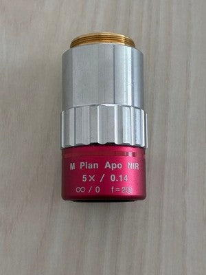 MITUTOYO M PLAN APO NIR 5X/0.14 ∞/0 F=200 MICROSCOPE OBJECTIVE LENS AS IS