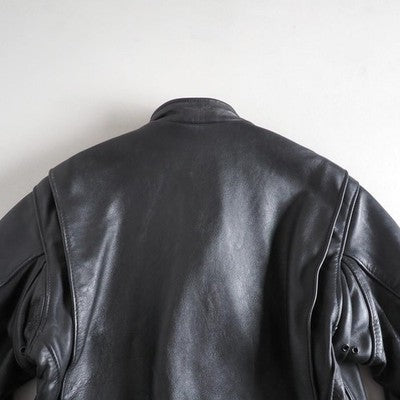 SCHOTT STAND UP COLLAR SINGLE RIDERS 641 LEATHER JACKET BLACK 36 EXCELLENT++++