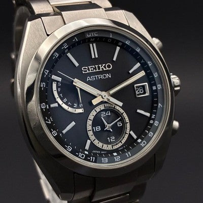 SEIKO ASTRON SBXY015 SOLAR RADIO CONTROL TITANIUM BLACK DIAL WATCH BOX