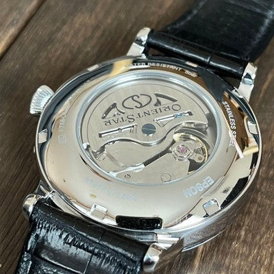 ORIENT STAR MECHANICAL MOON PHASE RK-AM0001S AUTOMATIC STAINLESS LEATHER WATCH
