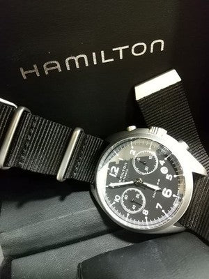 HAMILTON KHAKI PILOT PIONEER CHRONOGRAPH H764560 AUTOMATIC BLACK DIAL 41MM