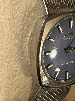 MIDO OCEAN STAR DATORRETTE AUTOMATIC BLUE DIAL MESH BRACELET VINTAGE WATCH DATE