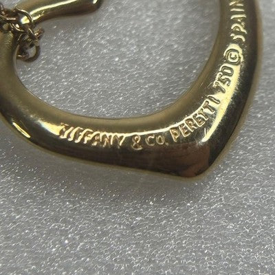 TIFFANY & CO. 18K 750 OPEN HEART NECKLACE PENDANT 15MM YELLOW GOLD RARE