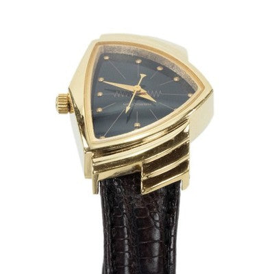 HAMILTON VENTURA 6260 QUARTZ BLACK DIAL GOLD STEEL LADIES VINTAGE WATCH USED