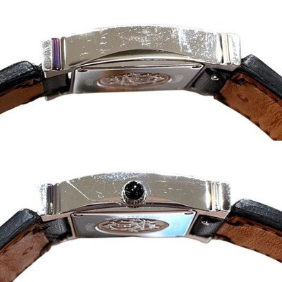 HERMES HH1.231 H WATCH DOUBLE JOULE SM LADIES WRISTWATCH BLACK SS SQUARE FACE