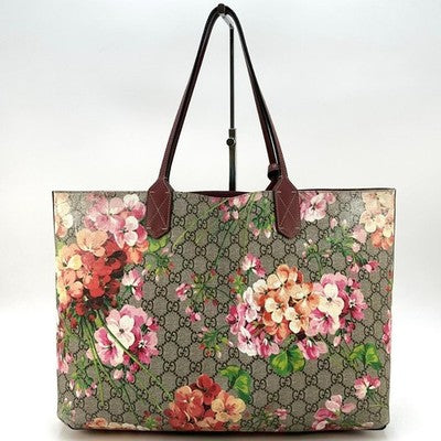 GUCCI GG BLOOMS REVERSIBLE TOTE SHOULDER BAG FLORAL PVC LEATHER AUTHENTIC TAG