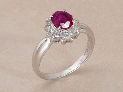 RUBY 0.69CT 0.23CT DIAMOND DESIGN RING SIZE 9 PT850 EXCELLENT CONDITION USED