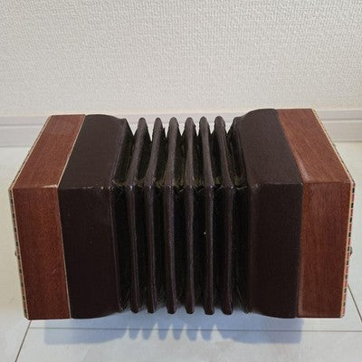 DECORATIVE CARVED WOOD ENGLISH CONCERTINA ACCORDION - HEXAGONAL SHAPE
