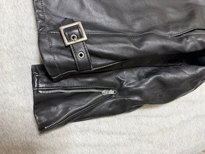 SCHOTT STAND UP COLLAR SINGLE RIDERS 641 LEATHER JACKET BLACK 36