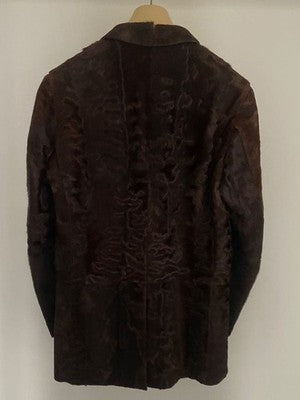 GUCCI TOM FORD FUR COWHIDE LEATHER SINGLE JACKET BROWN SIZE 48 RARE AUTHENTIC