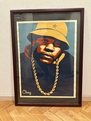SHEPARD FAIREY OBEY LL COOL J BLUE SILK SCREEN POSTER EDITION 250 SIGNED FRAMED