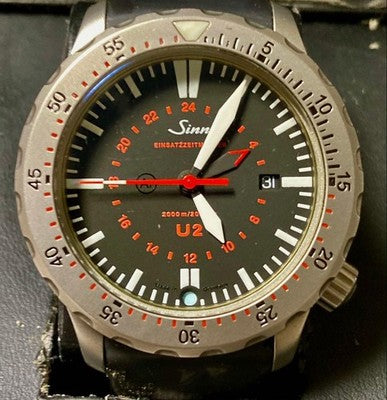 SINN 1020 U2 EZM UTC AUTOMATIC CHRONOMETER SUBMARINE STEEL MENS WATCH BOX