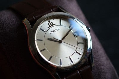 SEIKO CREDOR SIGNO 8J82-0AA0 HIGH ACCURACY QUARTZ CHAMPAGNE SUNRAY MENS WATCH