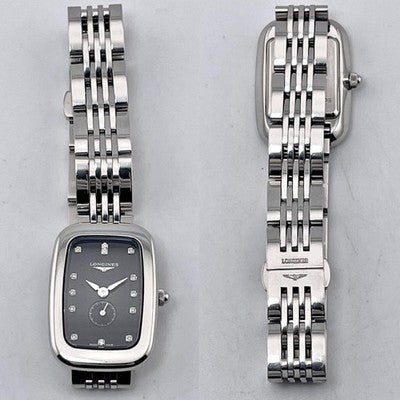 LONGINES EQUESTRIAN L6.141.4 13P DIAMOND BLACK DIAL SS QUARTZ SMALLSSECOND WATCH