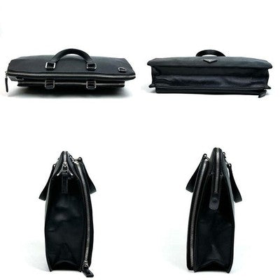 PRADA SAFFIANO LEATHER BUSINESS BAG BLACK TRIANGLE LOGO BRIEFCASE A4