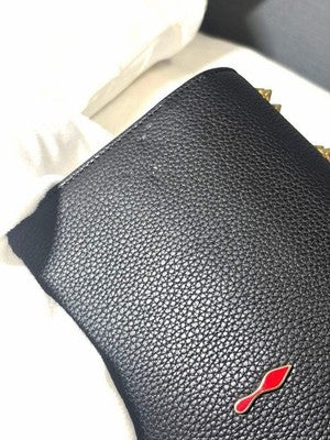 CHRISTIAN LOUBOUTIN PALOMA CLUTCH BLACK RED STUDDED CHAIN WALLET BAG 2WAY