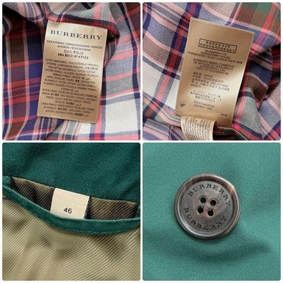 BURBERRY DOUBLE GUN FLAPS TRENCH COAT GREEN LIMITED EDITION MEN'S SIZE 46 L