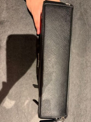 PRADA 2VF052 BLACK SAFFIANO LEATHER CLUTCH BAG - COMPACT, ZIPPER CLOSURE, CARD