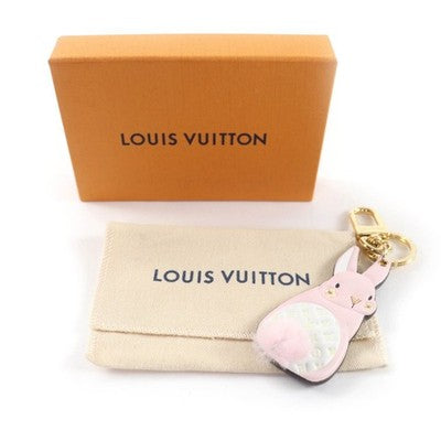LOUIS VUITTON KEY RING HOLDER CHARM BUNNY PINK FUR LEATHER MONOGRAM BOX M01560