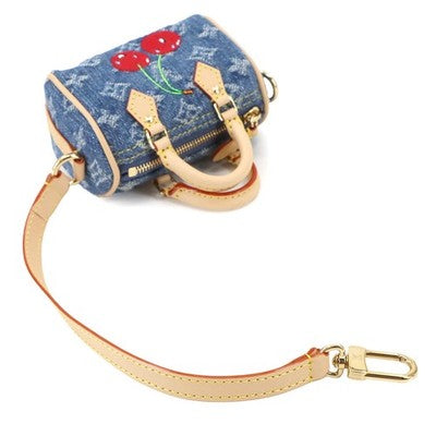 LOUIS VUITTON X TAKASHI MURAKAMI M02535 DENIM CHERRY BAG CHARM MICRO SPEEDY