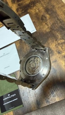 HAMILTON KHAKI FIELD TITANIUM AUTO H70545140 42MM BLUE DIAL WATCH BOX USED