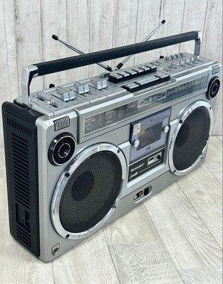 SHARP GF-303ST RADIO CASSETTE BOOMBOX RETRO SHOWA ERA W/ ORIGINAL COVER TESTED