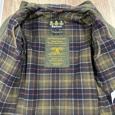 BARBOUR X TOKITO BEACON HERITAGE MILITARY WAXED JACKET OLIVE GREEN SIZE SMALL