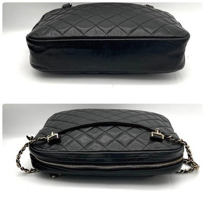 CHANEL MATELASSE LAMBSKIN CHAIN SHOULDER BAG BLACK COCO MARK QUILTED FLAP PURSE