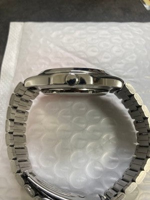 SEIKO 5 SNKK45 SUNBURST BLUE AUTOMATIC SILVER DIAL & BAND WATCH WORKING
