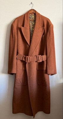 JEAN PAUL GAULTIER HOMME SILK BLEND ALPACA LONG COAT MEN SIZE 48 EXCELLENT USED