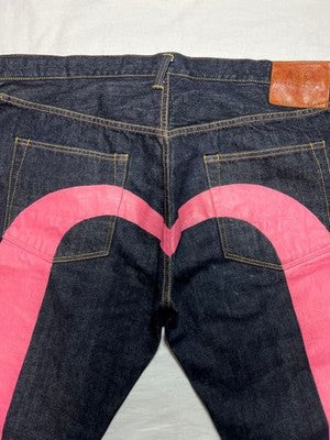 EVISU NO2 2000 JEANS PINK BIG SEAGULL SIZE 42X32 3XL BIG DENIM PANTS NEAR MINT