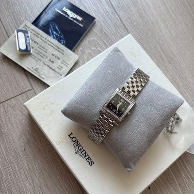 LONGINES DOLCEVITA L5.161.0 DIAMOND BEZEL LADIES WATCH QUARTZ SILVER BLACK WOMEN