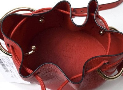 CHRISTIAN LOUBOUTIN BY MY SIDE LEATHER BUCKET BAG RED WITH STORAGE BAG