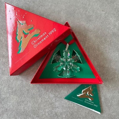SWAROVSKI 1992 ANNUAL CHRISTMAS ORNAMENT SNOWFLAKE CRYSTAL BOXED RETIRED RARE