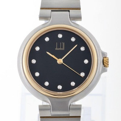 DUNHILL MILLENNIUM 32MM 12P DIAMOND QUARTZ MEN'S WRISTWATCH ROUND FACE AS IS