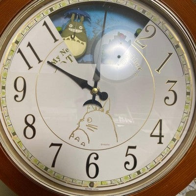MY NEIGHBOR TOTORO MUSICAL MOTION WALL CLOCK - WORKING, WOOD TONE FRAME, STUDIO