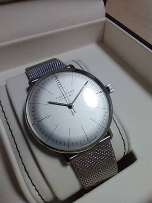 JUNGHANS 027 3700 00 MAX BILL MEN'S WRISTWATCH ROUND FACE GERMAN MADE SS BELT