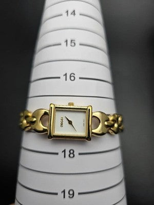 GUCCI 1800L VINTAGE WATCH W/ 2 EXTRA STRAPS & BOX GOLD PLATED SWISS