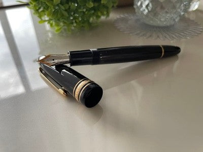 MONTBLANC MEISTERSTUCK 146 FOUNTAIN PEN 14K GOLD F NIB WHITE INTERIOR UNUSED