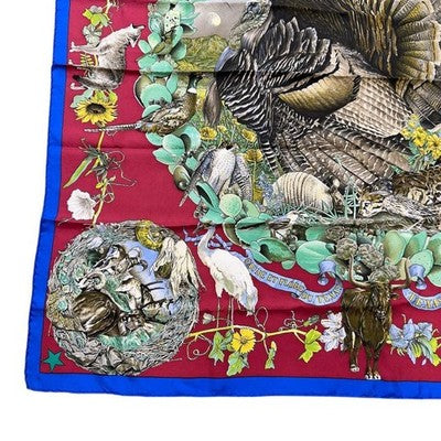 HERMES CARRE 90 KERMIT OLIVER TEXAS WILDLIFE SILK SCARF RARE FRANCE AUTHENTIC
